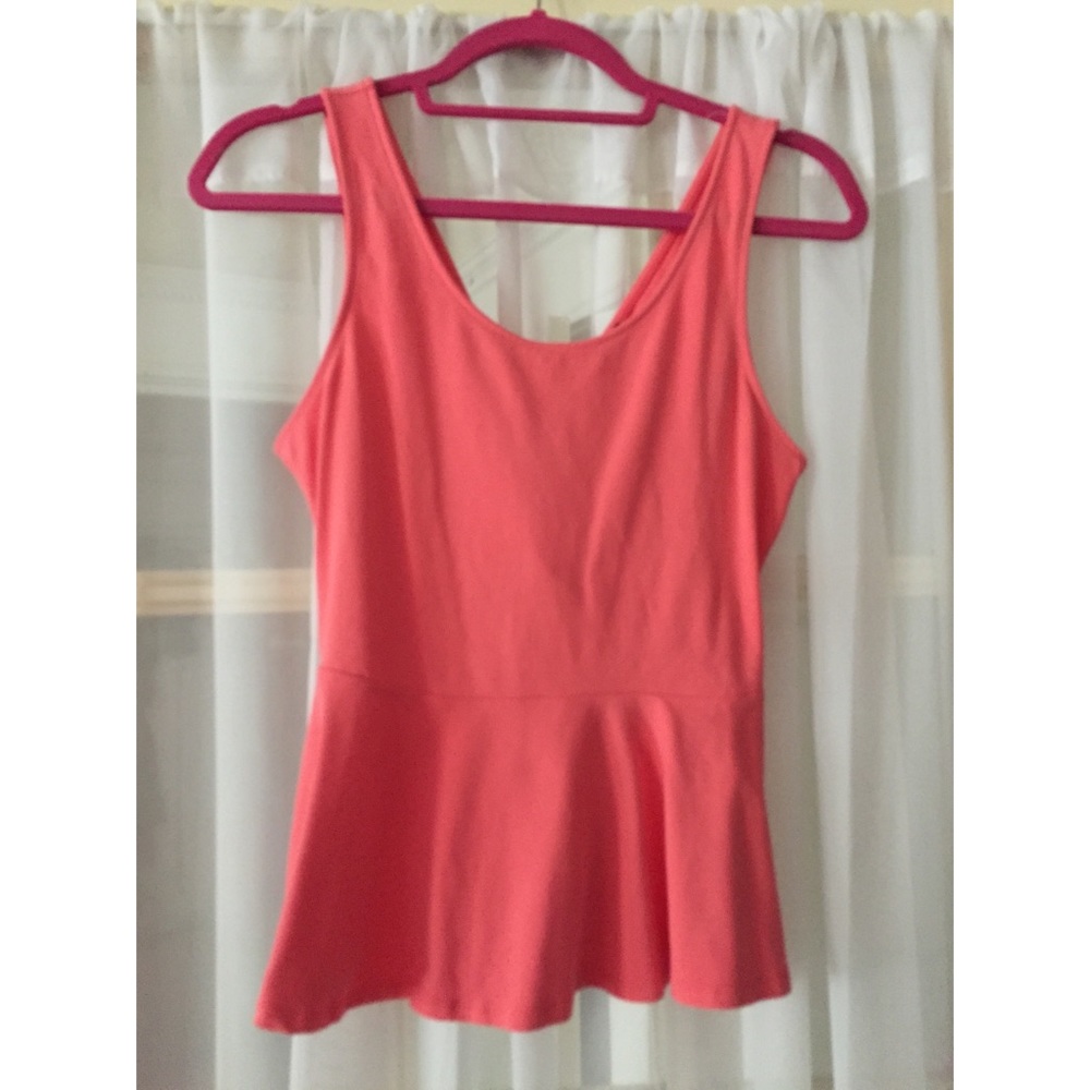 Express peplum neon coral tank top